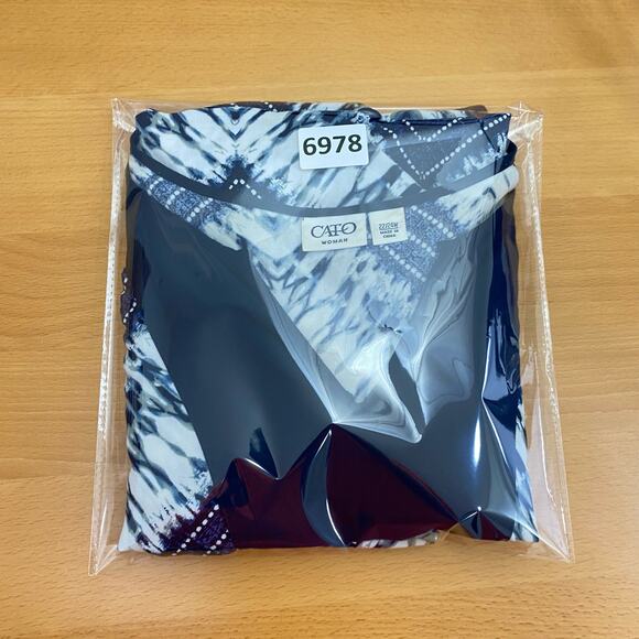 Cato Top Women's 22W - 24W Blue Chevron Hi-Lo Sheer Tunic Blouse Flowy - Picture 10 of 10